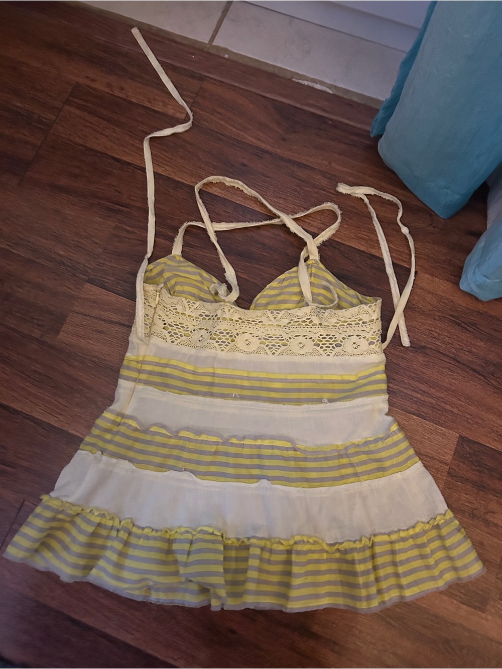 Women's Lace-Top Striped Camisole Tank - Yellow & White Free people - Picture 5 of 7